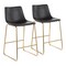 Lumisource Duke Contemporary Counter Stool In Gold Metal And Black Faux Leather - Set Of 2